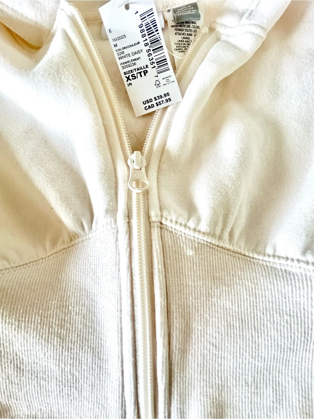 Girls Classic Cream Zip Hoodie - XS/4